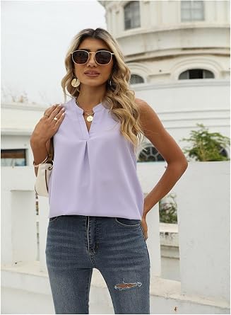 Spring and Summer New Solid Color Chiffon Shirt Loose V-Neck Pullover Sleeveless Top Vest