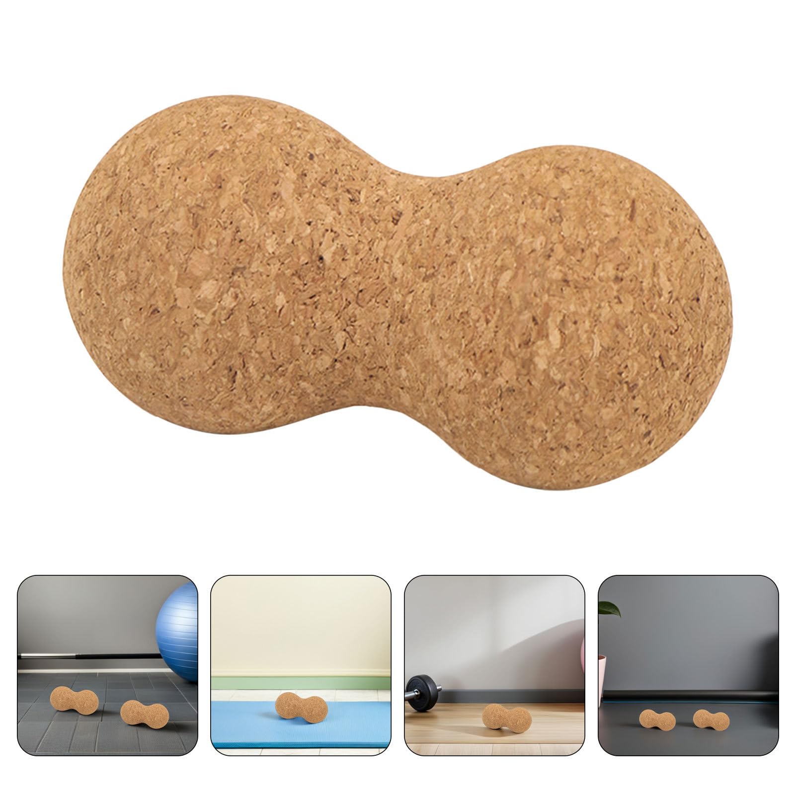 VALICLUD Bolas de Masaje de Corcho Forma de Cacahuete 2 Unidades Tamaño 6-12 CM para Terapia de Tejido Profundo Masajeador Portátil para Espalda Cuello y Pies Antideslizante y