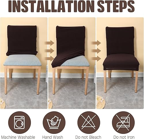 Miniatura 4 de Buryeah 10 fundas impermeables para sillas de comedor, de jacquard elástico, funda protectora para silla, funda protectora extraíble y lavable para