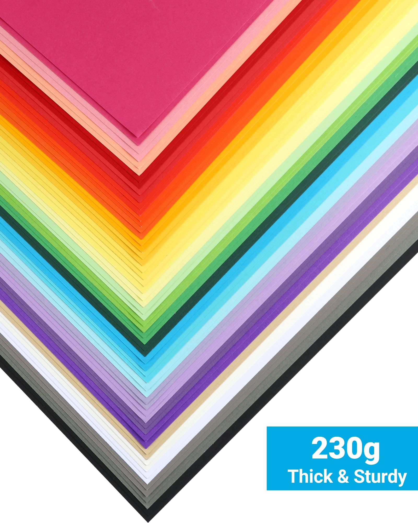 Cartoncini Colorati A4 230 g/m² 30 Colori 60 Fogli per Scrapbooking Scuola Ufficio