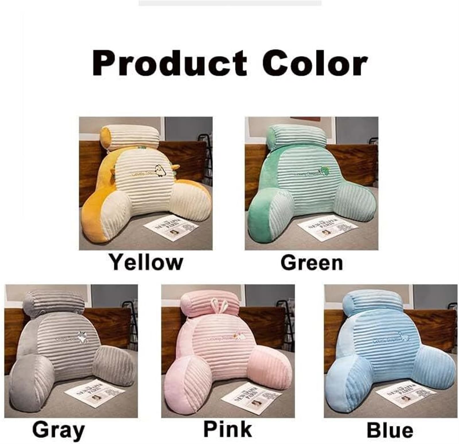 poduszka pod plecy, Poduszka relaksacyjna na ramię, lędźwiową i szyję, wygodna, jedwabna poduszka pod plecy, do siedzenia łóżku(Yellow,50 * 70CM)