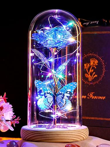 Regalos para mujeres, regalos para mamá, regalos para el día de la madre, regalos de rosas de cristal de galaxia, rosa en cúpula de cristal, regalos