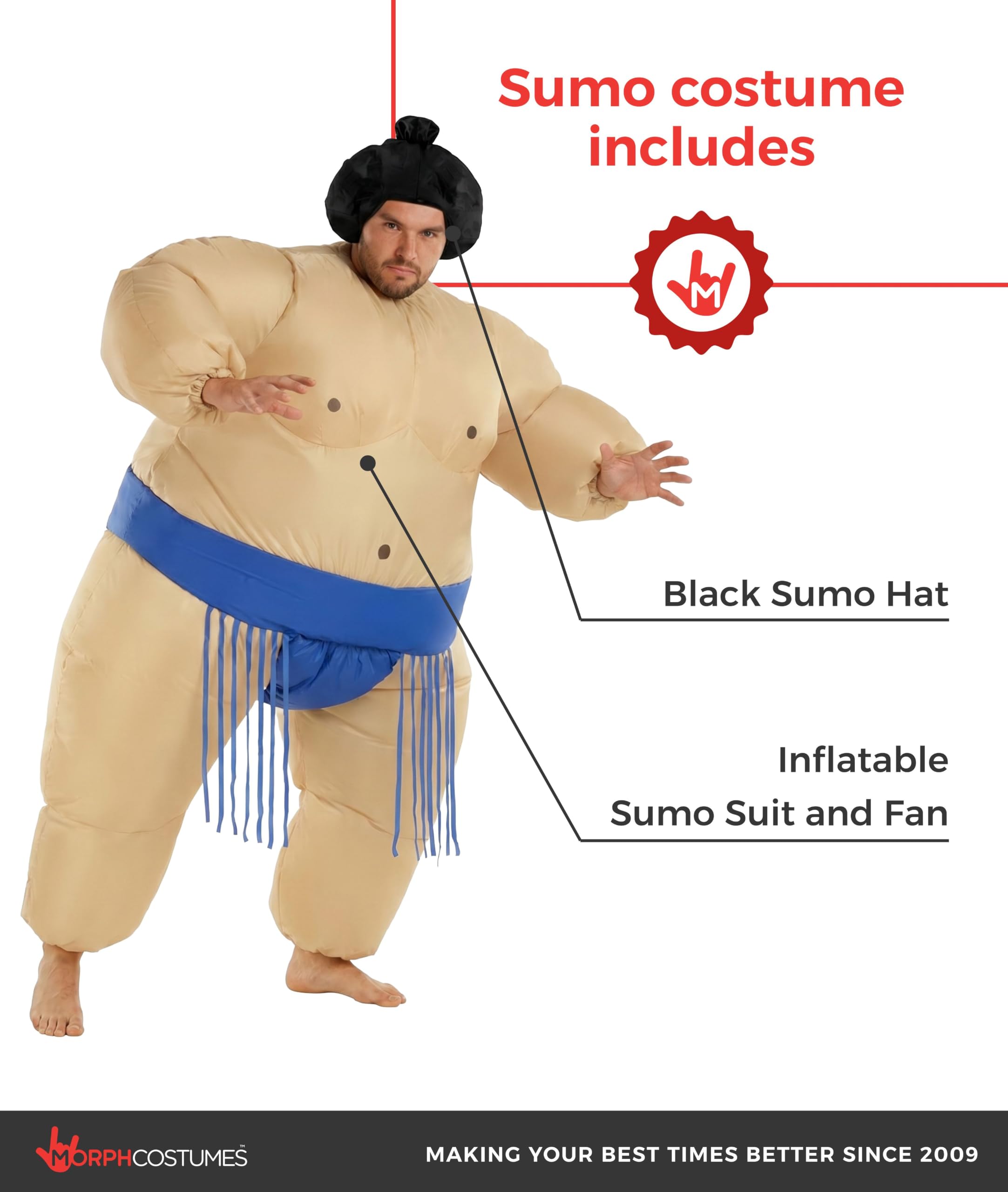 Morph Disfraz inflable de luchador de sumo; disfraz de sumo inflable, disfraces de Halloween para hombres, disfraces de Halloween para hombre