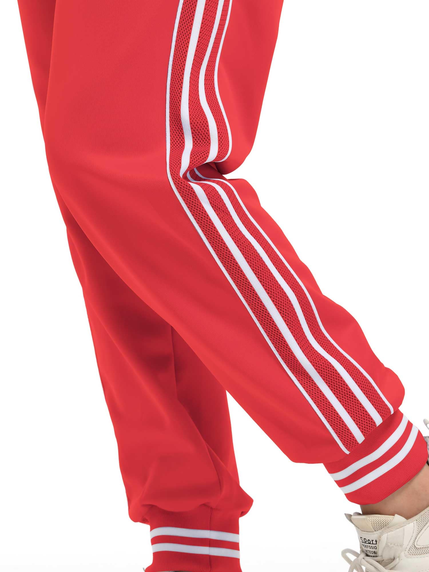 ANOTWENER Damski dres treningowy w paski, zestaw 2 sztuk, z zamkiem błyskawicznym, bluza i spodnie dresowe, strój treningowy z kieszeniami