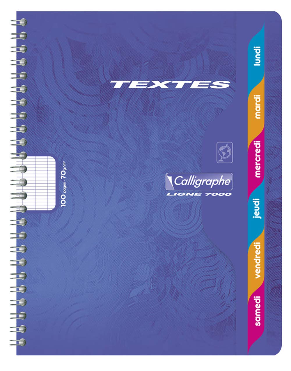 Calligraphe 352360C Set of 10 Spiral Homework Books (Clairefontaine) 17x22cm - 100 Seyes Ruled Pages - 70g White Paper - Card Cover Varnished Random Colours