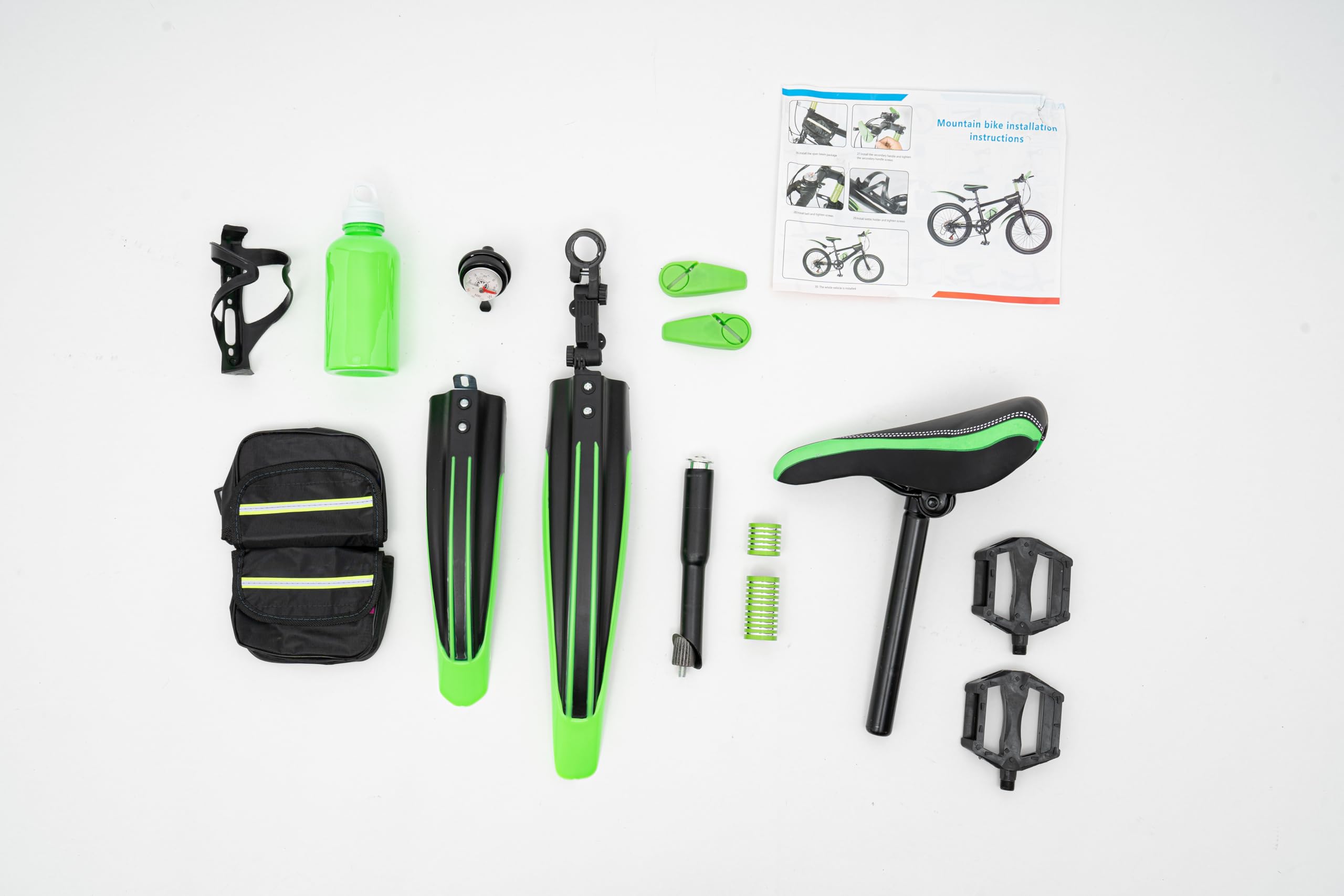 Mountain bike da 20 pollici, per bambini e bambine, 7 marce, con parafango, bottiglia d'acqua, campana, portata 85 kg, per bambini da 8 a 13 anni