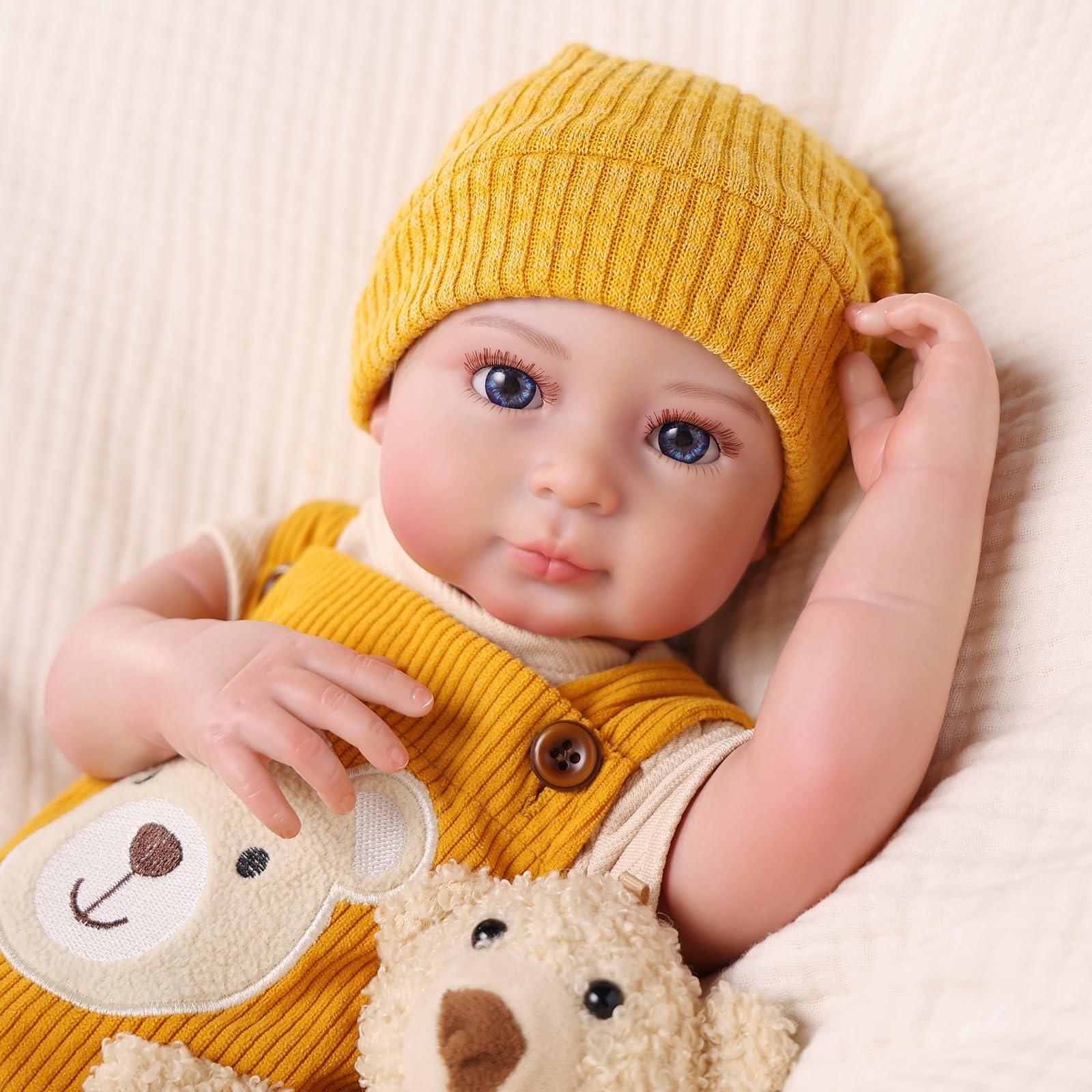 BABESIDE Bambole Reborn Maschio - 20 Pollici Bambola Realistica con Corpo in Tessuto Morbido, Bambole Neonata con Outfit & Accessori, Adatta ai Vestiti per Neonati, Regalo per Bambini 3+
