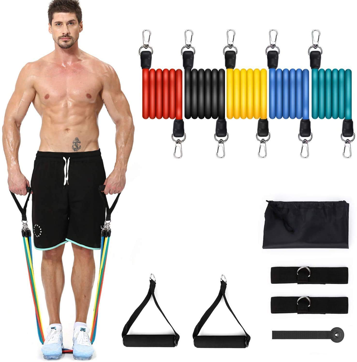 Dezna Unbreakable Resistance Band for Exercise (11pc)| 100% Natural Latex Fitness Resistance Tube | Resistance Bands for Workout for Men & Women (B0CG1JV9RN) Amazon Price History, Amazon Price Tracker