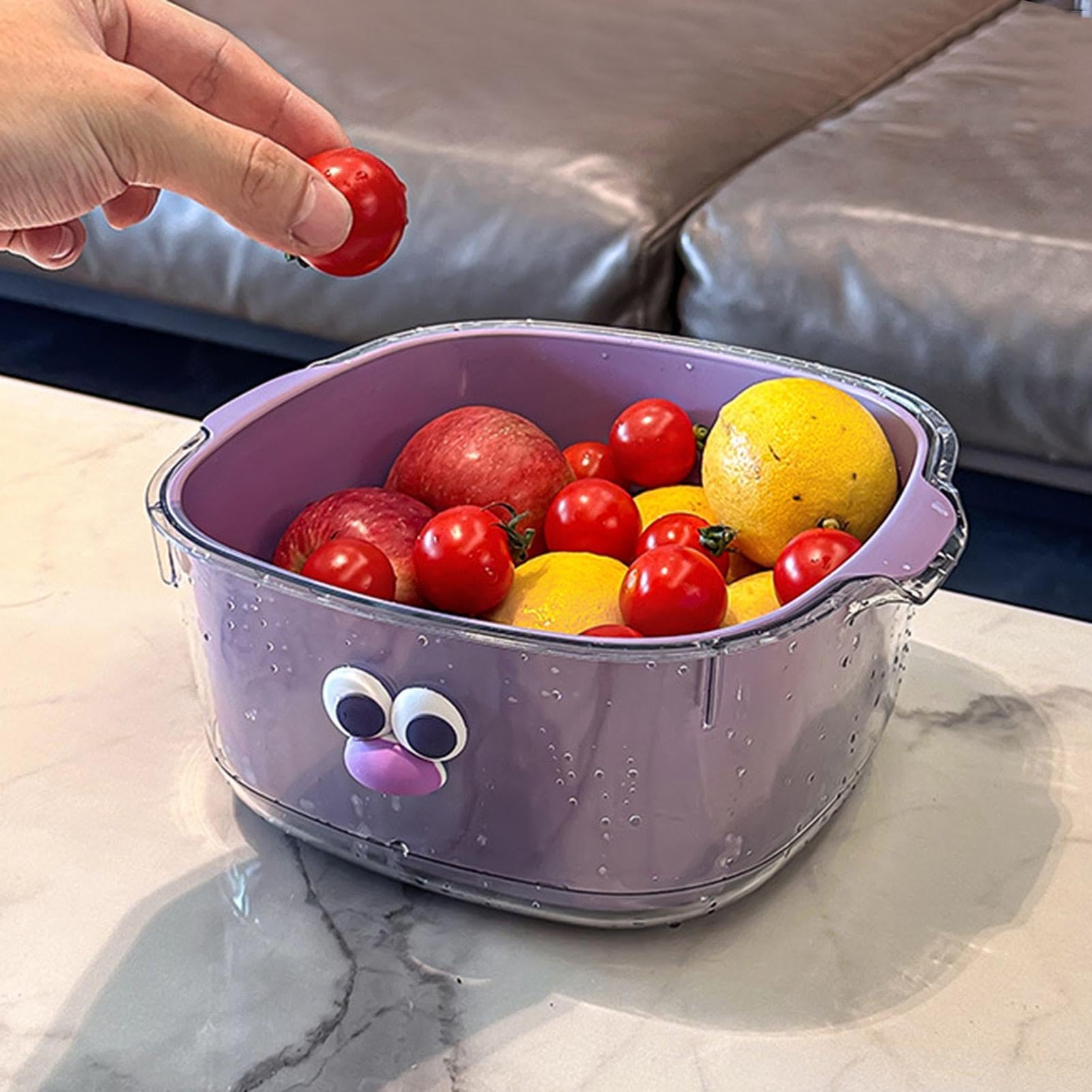 Juego de coladores de cocina 2 en 1 para drenaje de alimentos, colador de doble capa para lavar frutas y verduras, perfecto para limpieza de pasta, arroz, ensalada y bayas