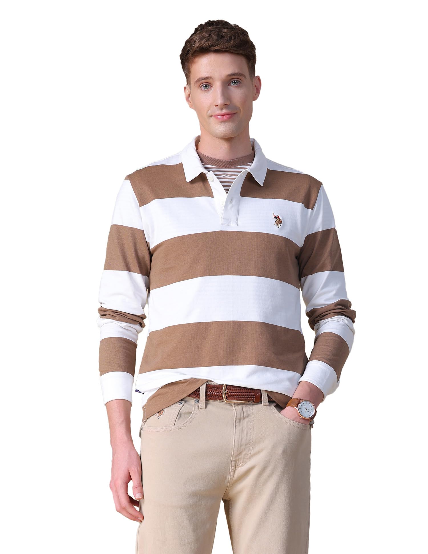 u.s. polo assn. denim co. Men's Horizontal Striped Slim Fit Polo Shirt-picture-34