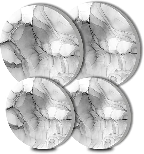 Miniatura 1 de Aihonmin Juego de 4 fundas redondas para quemadores de estufa eléctrica, diseño marmoleado de 8 y 10 pulgadas, cubierta de metal a gas, decoración