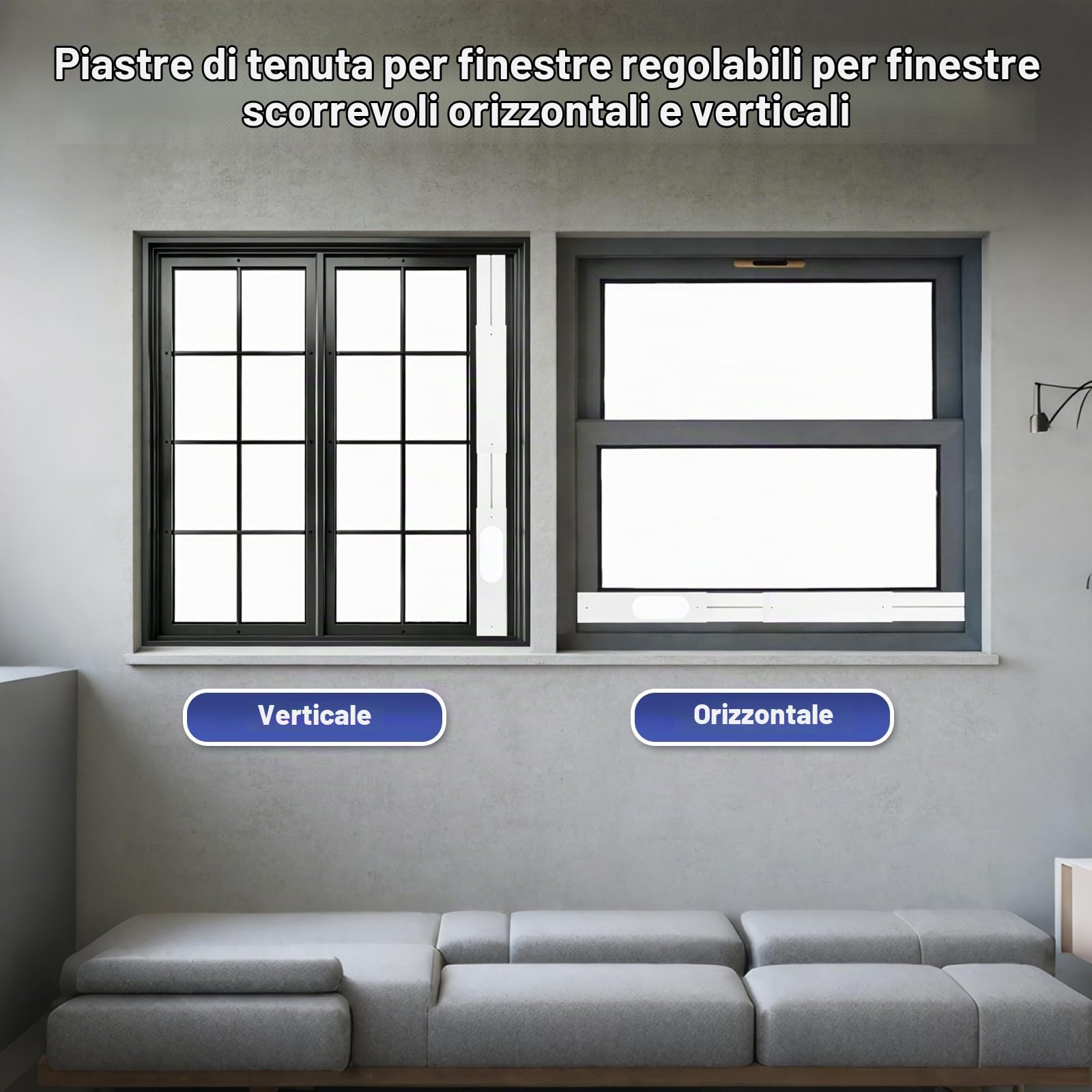 Kit Finestra Condizionatore Portatile Universale - Adattatore per Tubo di Scarico 13/15 cm Portatile, Guarnizione per Finestre Scorrevoli 43-140 cm, Sigillatura in PVC per Aria Condizionata