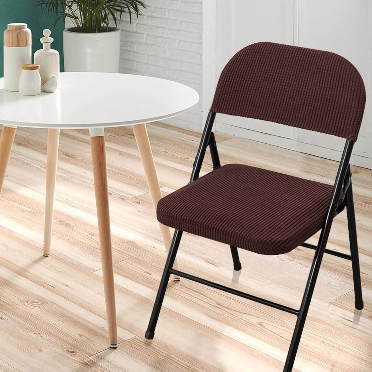 ストレッチベルベットチェアカバー - ダイニングルーム、オフィス、宴会場に最適な、洗濯可能な折りたたみ式スリップカバー - 6枚パッ