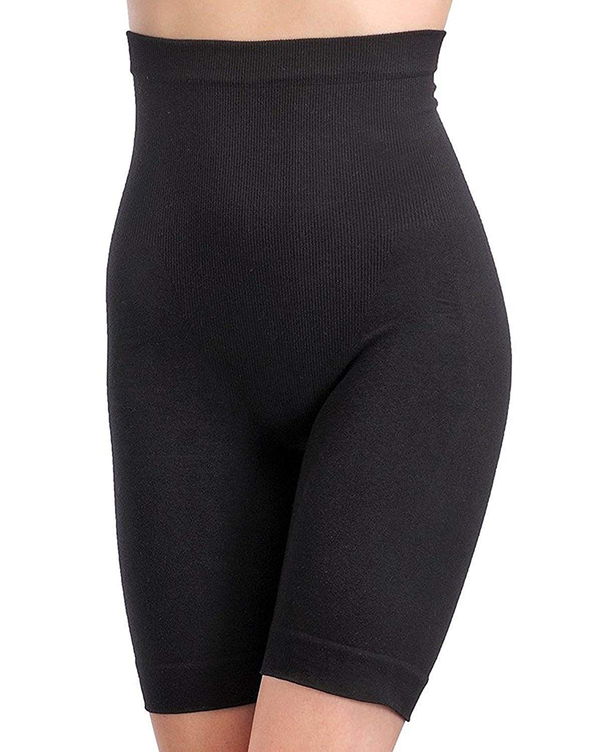 plumbury Women’s Cotton Lycra Tummy Control Thigh Slimmer Shorts Shapewear High-Waist Panty Body Shaper,Free Size-picture-3