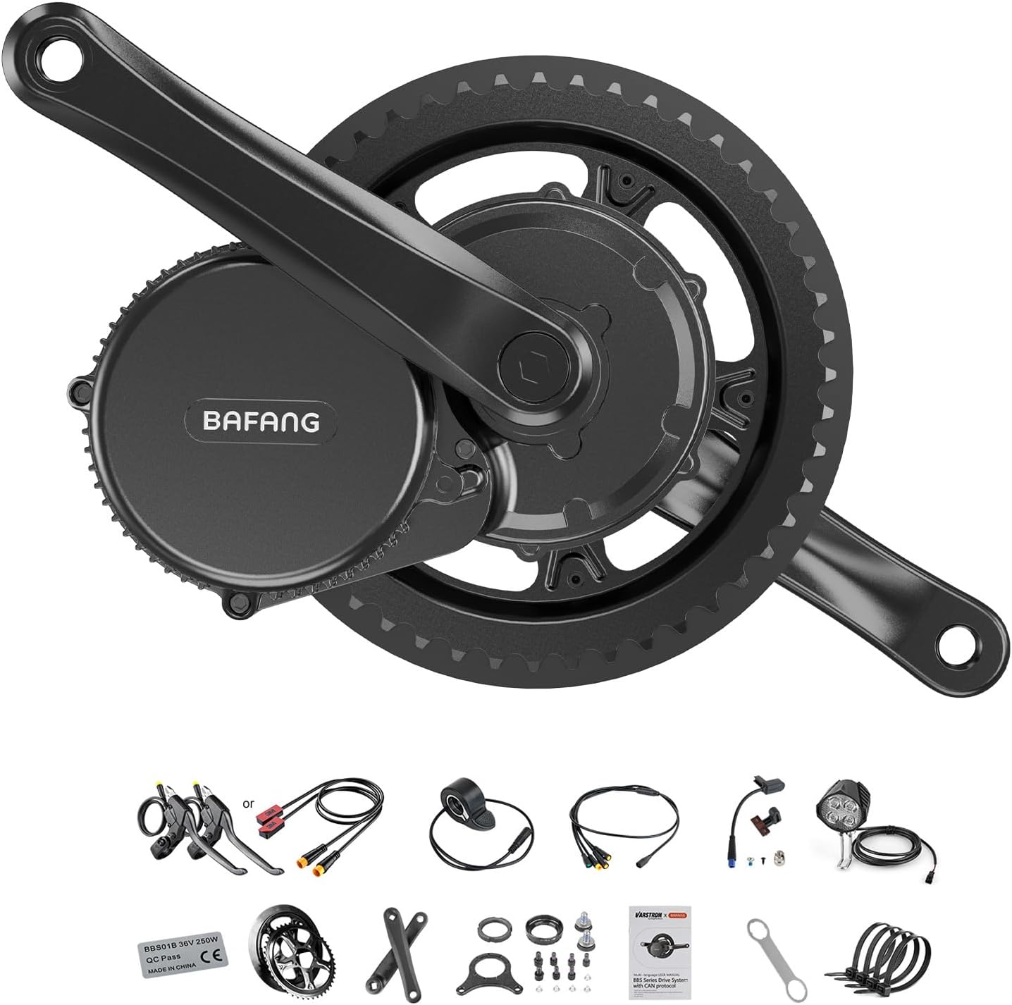 BAFANG BBS02B 48V 750W Mid Drive Kit 8fun eBike Conversion Kit with LCD Display (500C Display, Motor kit+44T Chainring+NO Battery)
