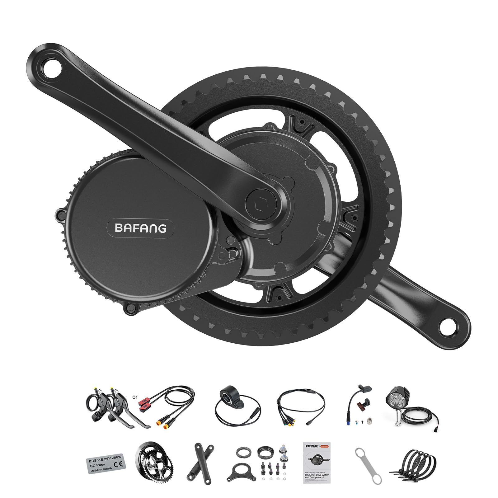 BAFANG BBS02B 48V 750W Mid Drive Kit 8fun eBike Conversion Kit with LCD Display (500C Display, Motor kit+44T Chainring+NO Battery)