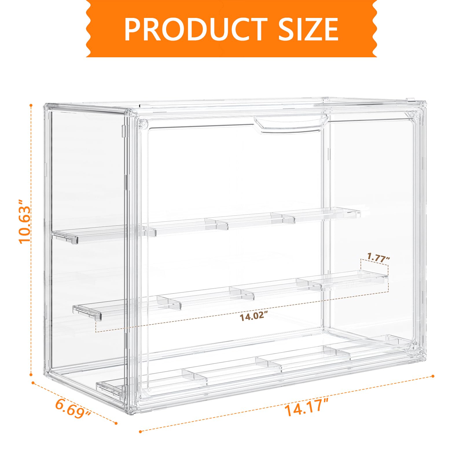 Acrylic Display Case 3 Tiers Clear Figure Display Cases for Collectibles Stackable Large Storage Box with Magnetic Door Dustproof Showcase