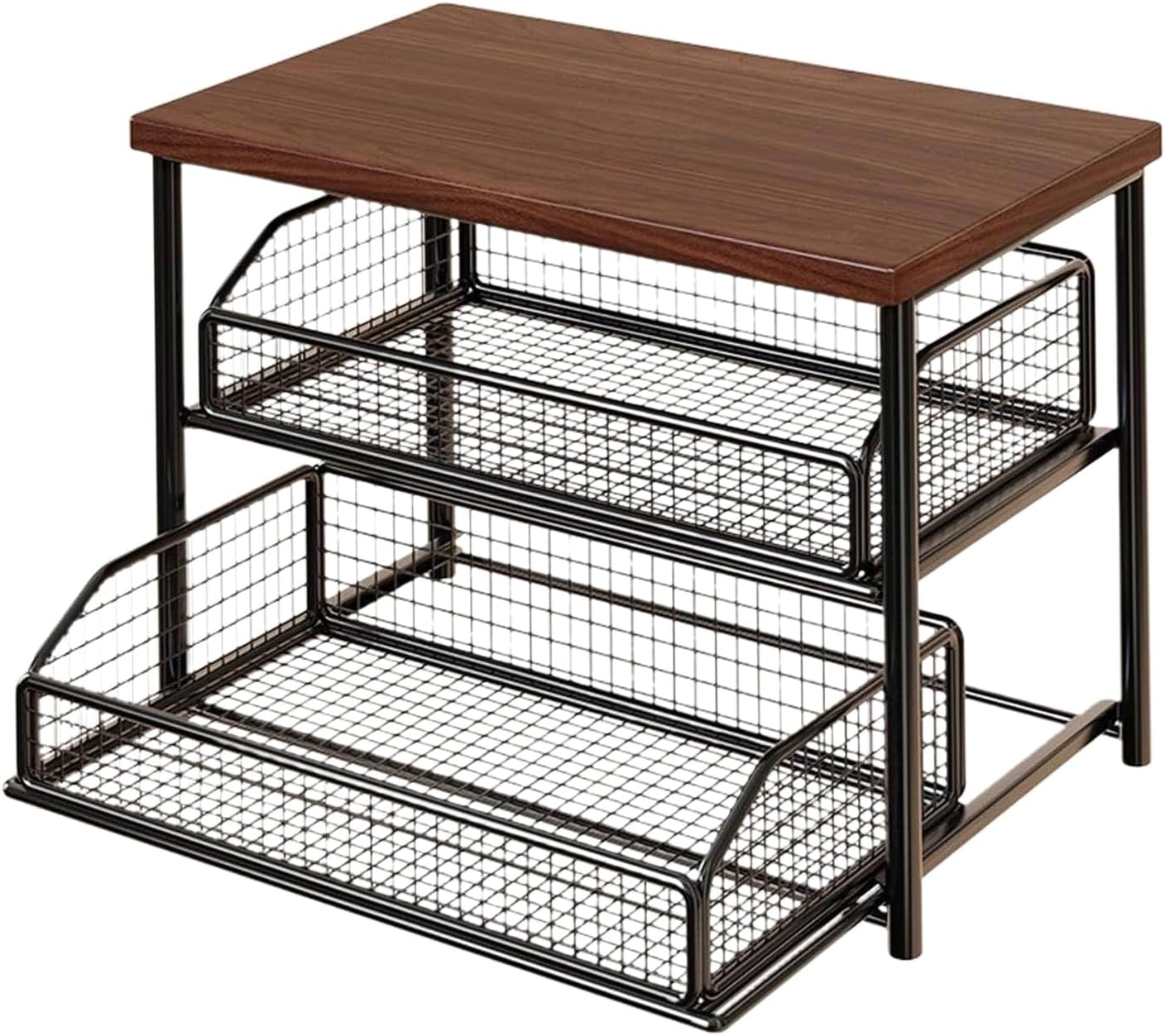 Tabletop Storage Shelf - Kitchen Rack, Countertop Organizer for Coffee Station, Compact Drawers with Multi-Purpose Design, Home Furniture, Wooden Stand for Apartment and Cafe