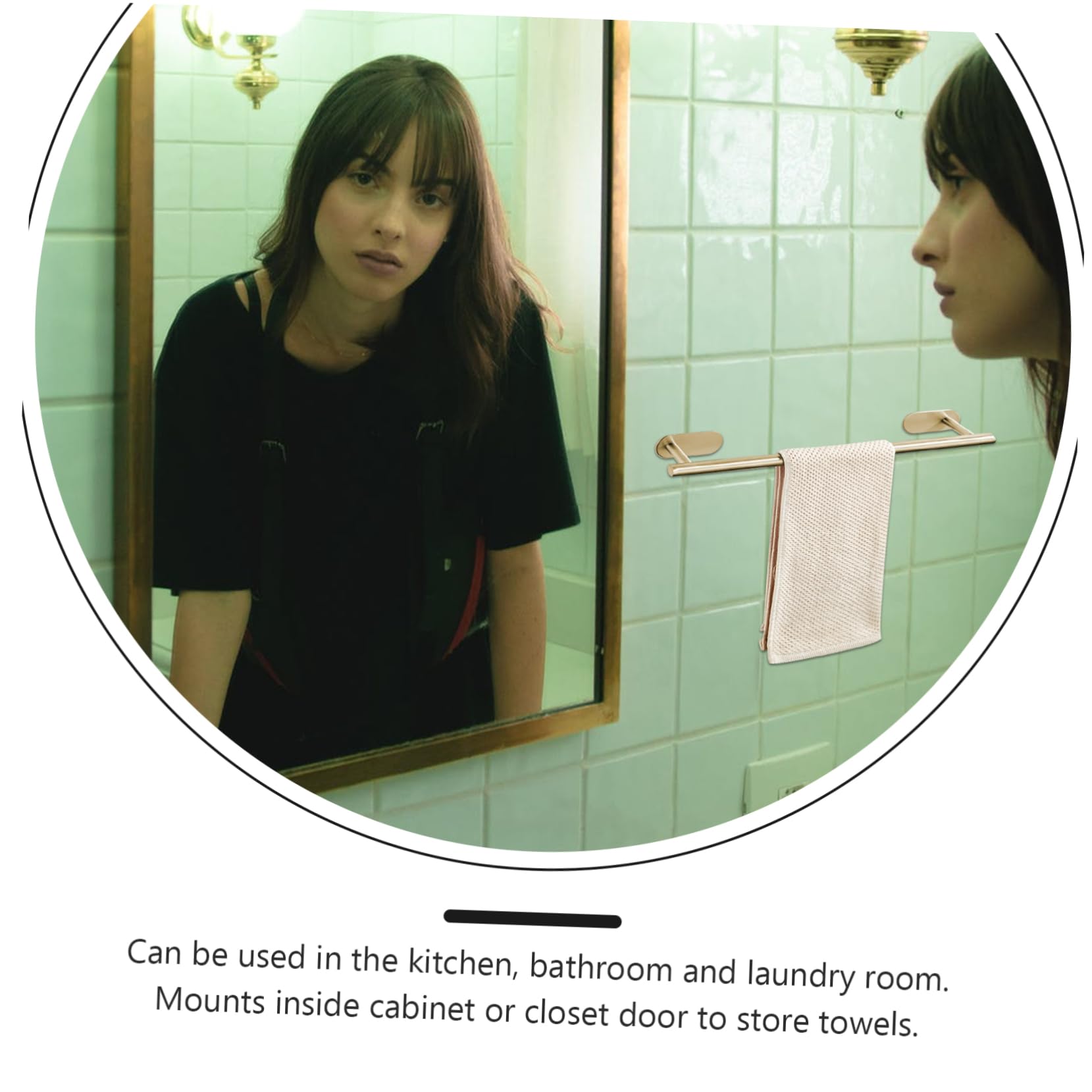 jojofuny Percha para Toallas de Baño de Acero Inoxidable Dorado, Soporte para Toallero Resistente Corrosión Diseño Moderno para Cocina y Lavandería