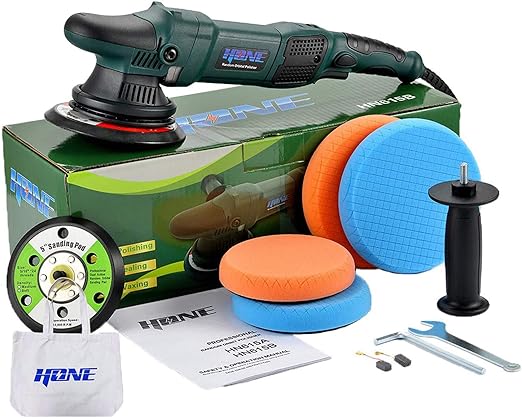 HONE Car Polisher, 15mm Long-Throw Random Orbital Buffer for Car Detailing, 6"/5"/850W Dual Action Polisher with Variable Speed - HNPR615B