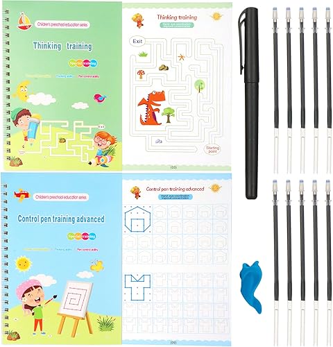 Libro de control y rastreo de bolígrafos para niños pequeños, reutilizable, ranurado, libro de trabajo para aprender a escribir líneas - Edades 3-6