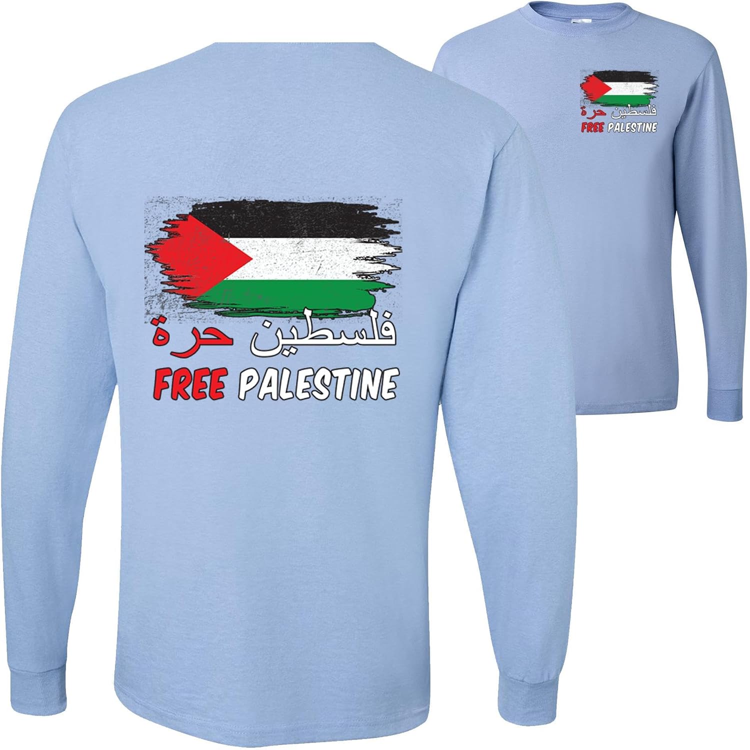 wild custom apparel Free Palestine Flag Front and Back Mens Long Sleeves