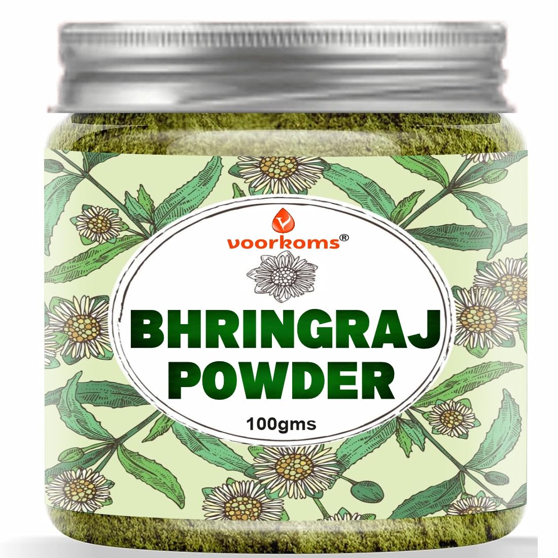 Voorkoms Bhringraj (Eclipta Alba) Leaves Powder - Nourish Skin, Promote Hair Growth, Fight Hair Fall | Natural Hair Conditioning (100 grams)
