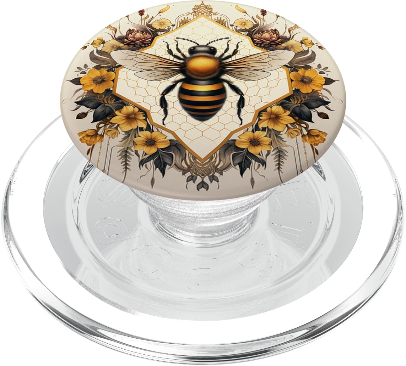 Bee And Flowers Honeybee Floral PopSockets PopGrip for MagSafe