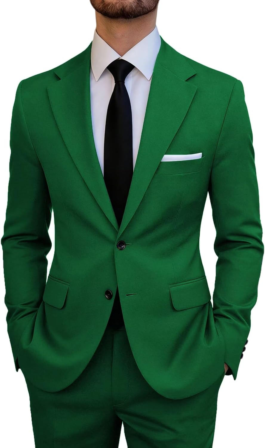 Men's Suit Slim Fit 2 Piece Black Blazer Notch Lapel Formal Business Blazer Pants Wedding Daily Wear