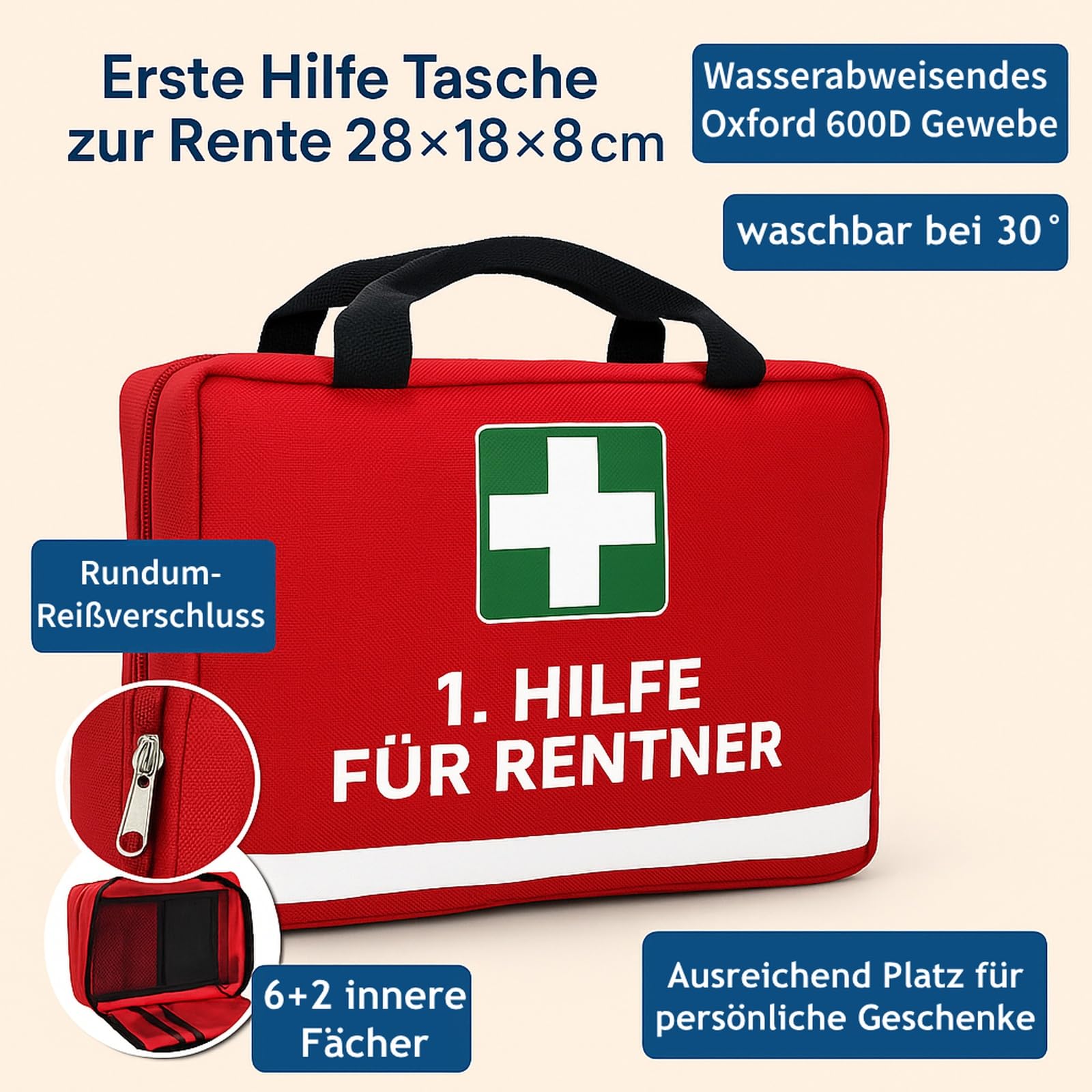 Borsa Porta Regali Per 18° Compleanno – Formato Trousse In Nylon Impermeabile 28x18x8 Cm, Rosso, Con Scomparti – Divertente Confezione Regalo Vuota (senza Contenuto) Per Ragazzi E Ragazze - 2