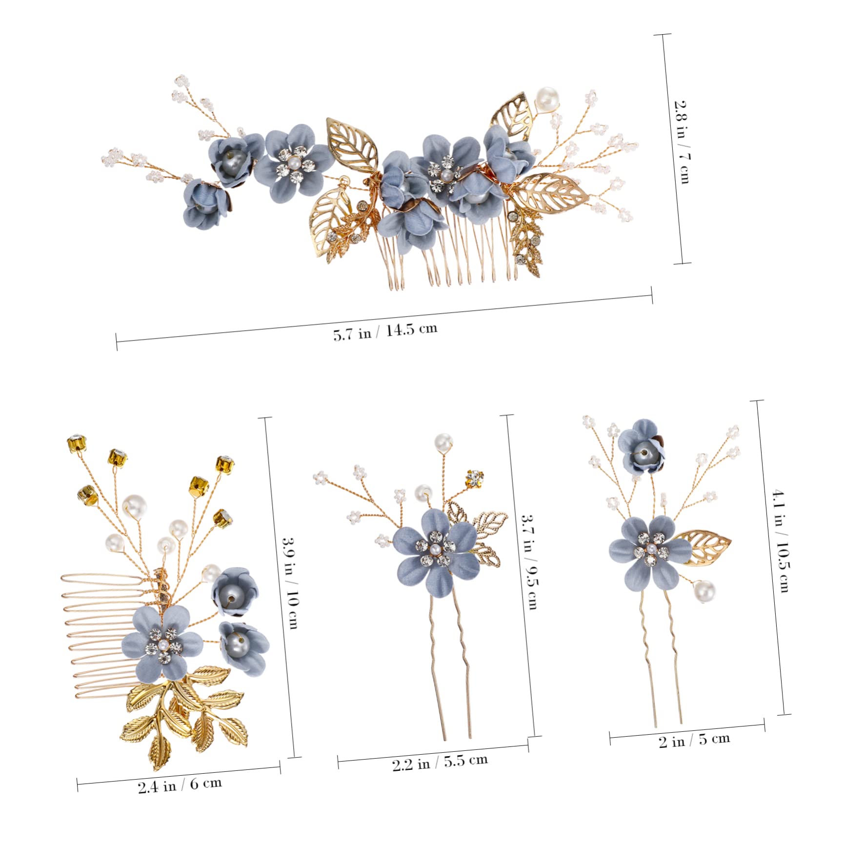 POPETPOP 4 Juegos Horquilla accesorios para el cabello de flores clips de peine para el cabello pasadores de pelo tiara palillos para el cabello para bodas pinzas para el cabello coreano