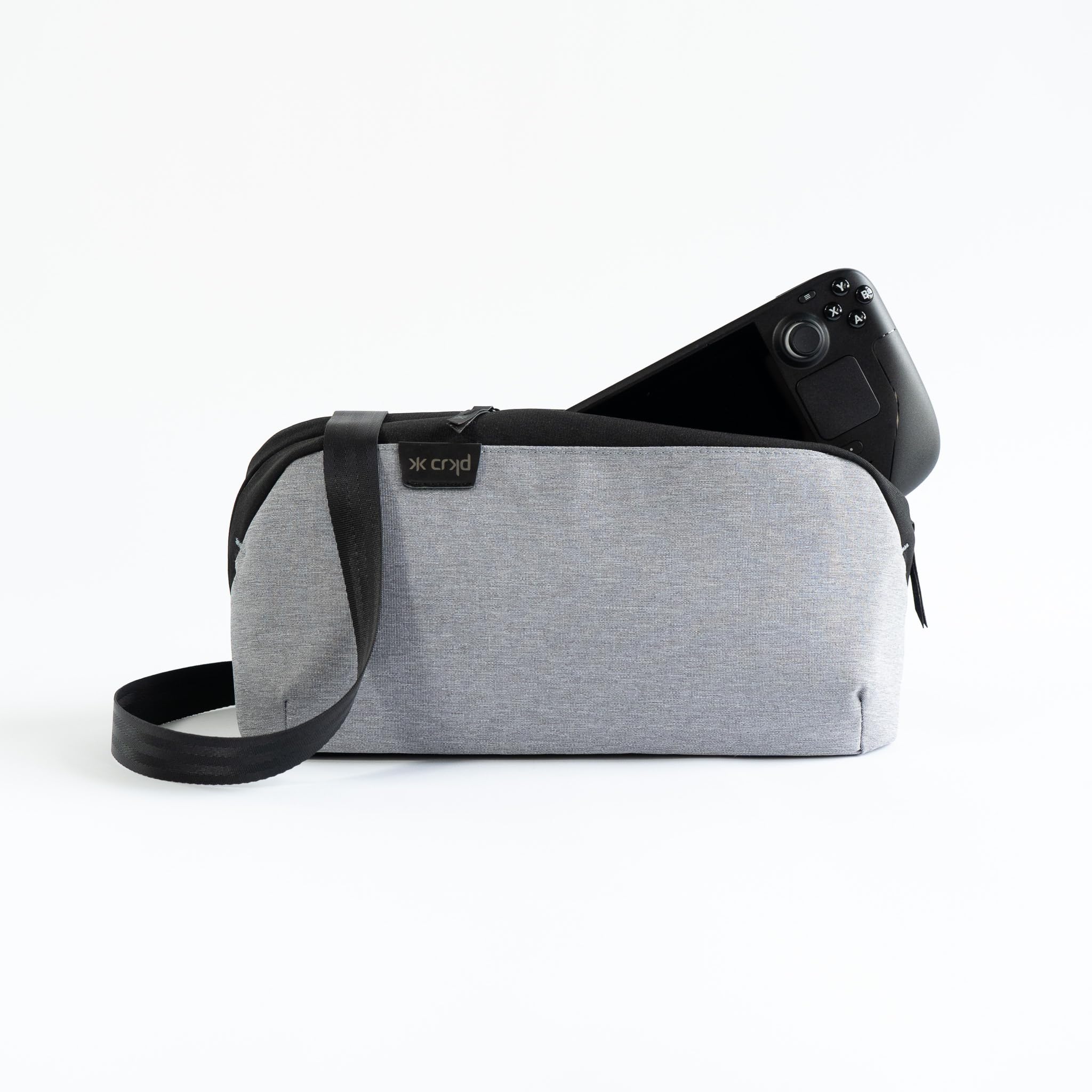 CRKD Gear Bag Étui de Transport de Protection – Sac de Jeu Compatible avec Steam Deck/OLED/Playstation Portal/Nintendo Switch/Nitro Deck/Accessoires de Console Portable (Gris cendré)