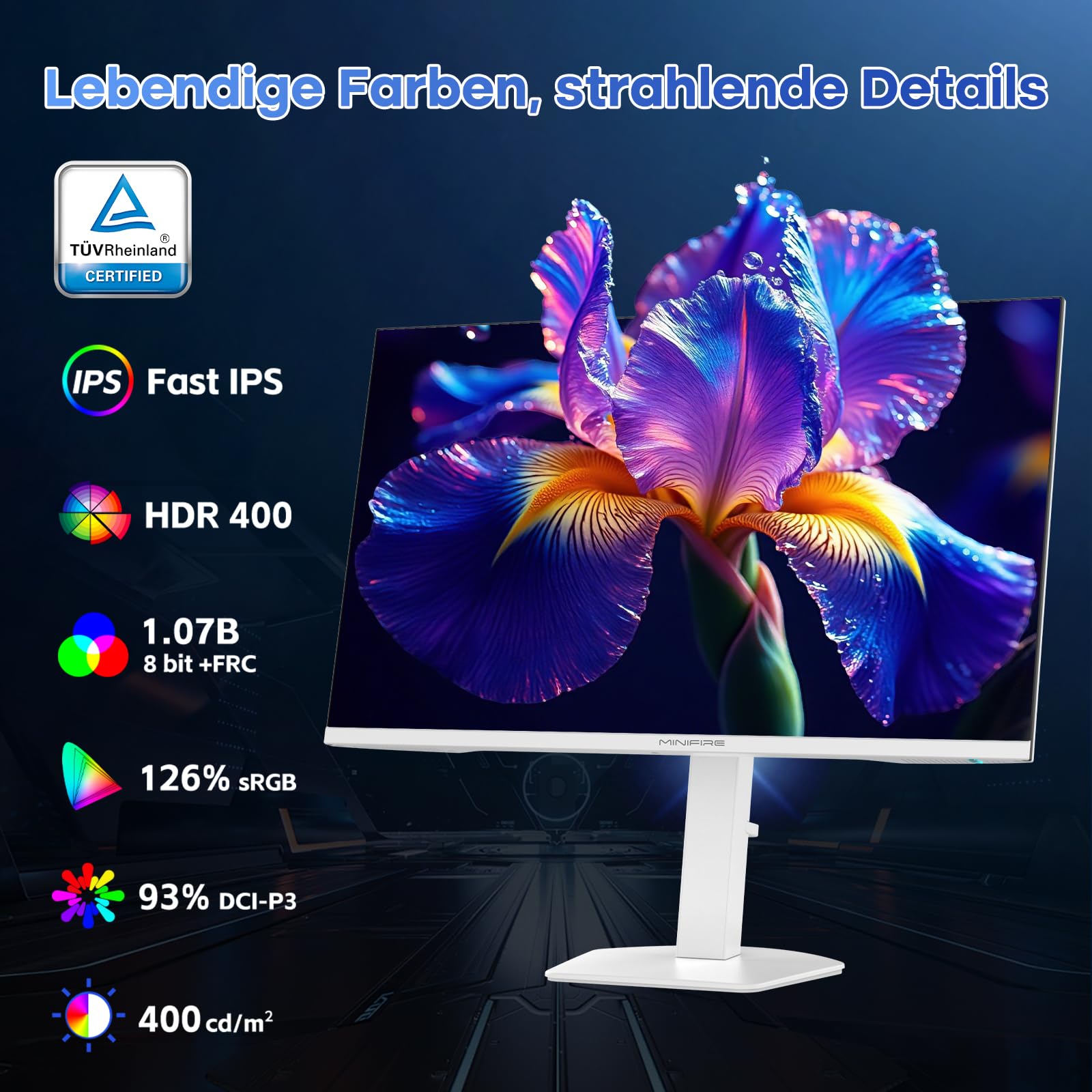 Minifire Monitor de juego 4K de 27": modo dual (UHD 160Hz / FHD 320Hz), 1ms, HDR 400, IPS, Adaptive Sync, Altura ajustable, HDMI 2.1, DP 1.4, altavoz, Pip/PBP (MFG27D1U)
