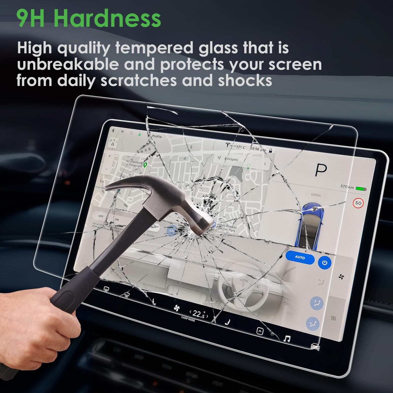 WD&CD 2PCS Screen Protector for Tesla Model y 2024-2020 / Tesla Model 3 2023-2017 15.4 inch Dashboard Touchscreen, Center Control and Navigation Touchscreen Protector 9H Anti-Scratch Shock Resistant