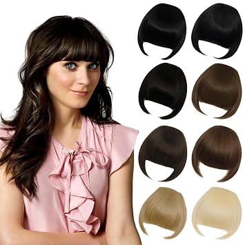 Clip in Bangs Synthetic Hair Extensions French Bangs Hair Clip with Temples Pure Black Natural Fake Clip-On Bangs for Women Daily Wear