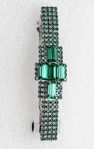 Miniatura 5 de Faship Precioso clip de pasador de pelo de cristal verde esmeralda