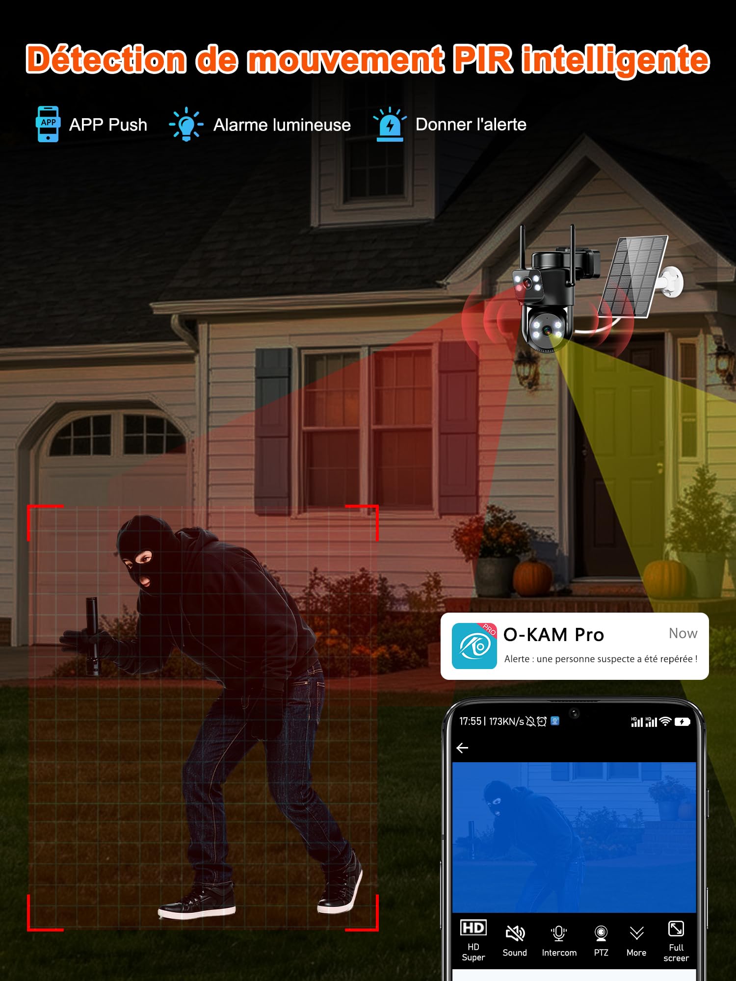 4G LTE Cámara de vigilancia con doble lente con tarjeta SIM, AOV 24/7, seguimiento automático, cámara solar exterior+batería, detección de movimiento, visión nocturna color, audio bidireccional, 4K HD