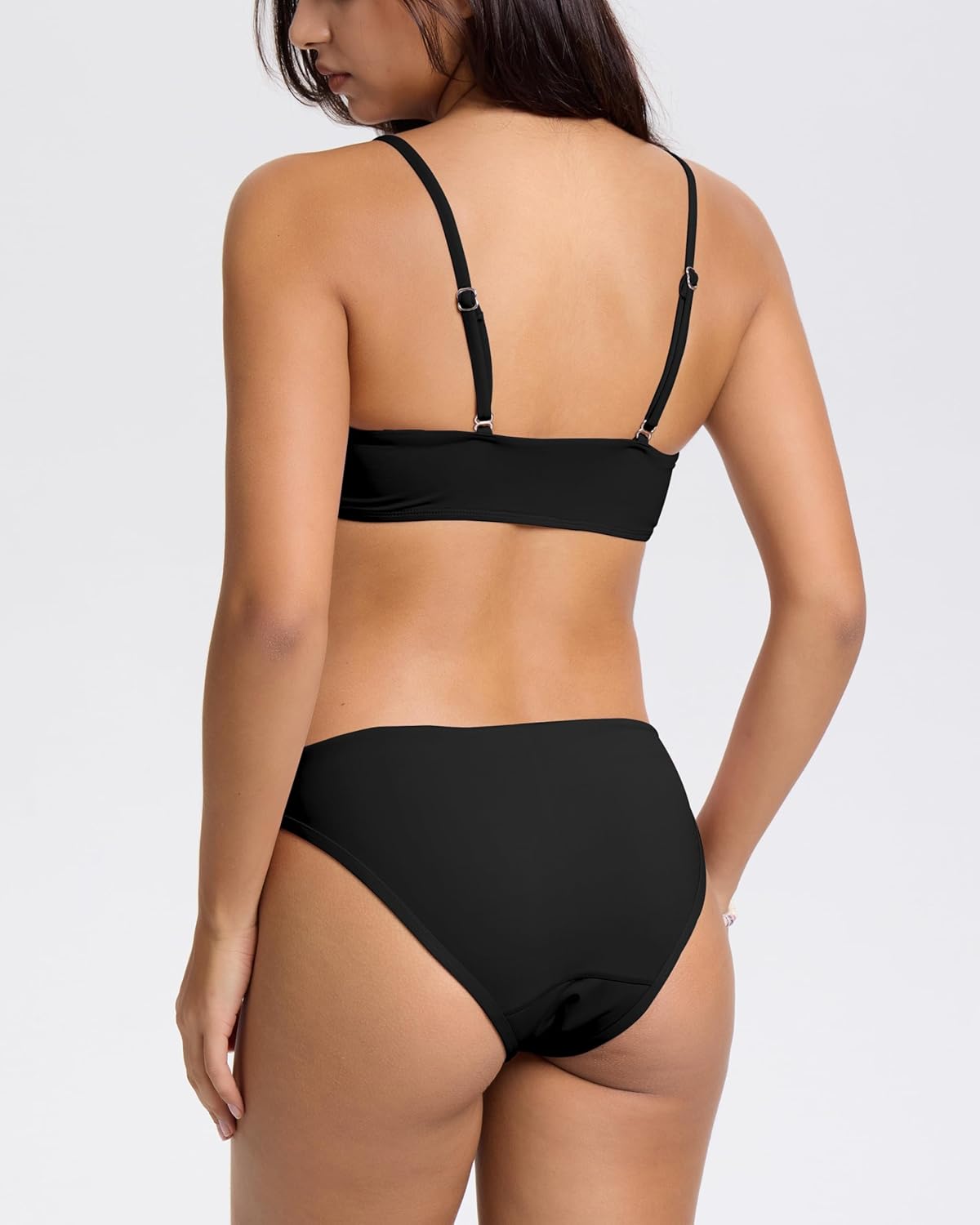 Beautikini Period Swimwear Twist V Neck Bikini Sets Two Piece Menstrual Leakproof Swimsuits Bathing Suit for Teen Girls