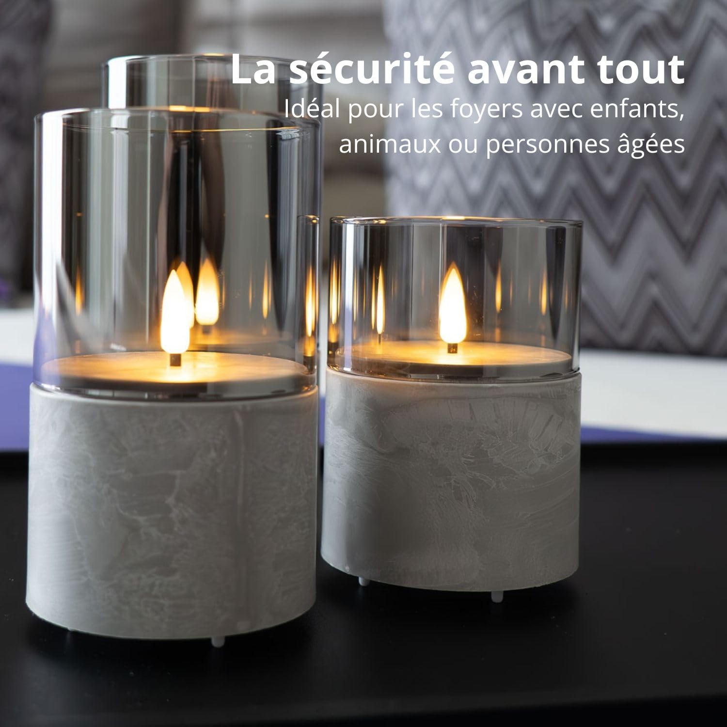 Lot 3 Bougies LED Rechargeables USB Cire Véritable Flamme Vacillante - Télécommande + Minuterie
