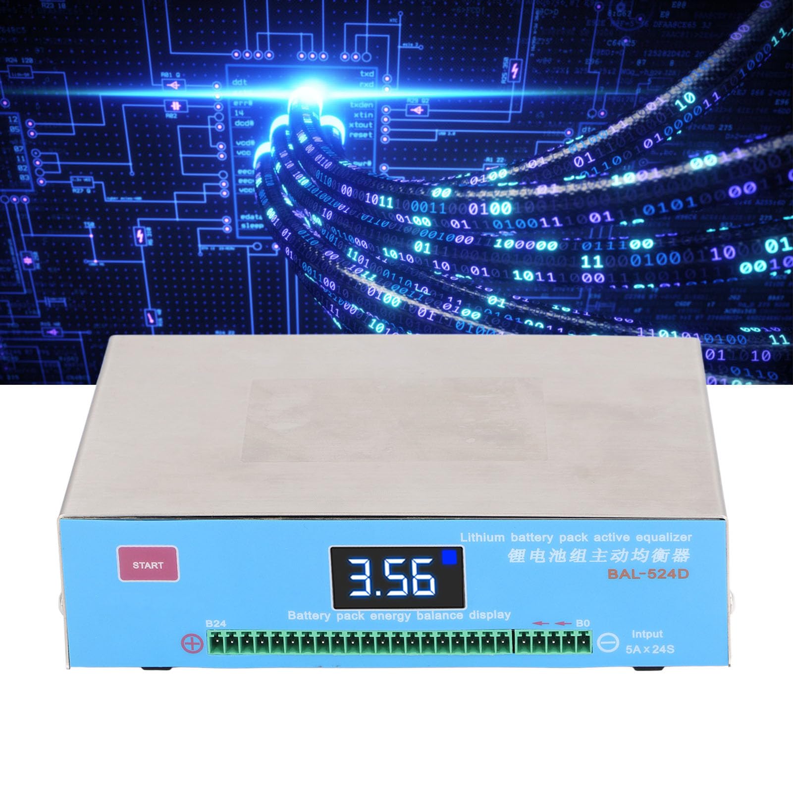 Eujgoov Equalizzatore Attivo, Bilanciatore Batteria Al Litio Gruppo Intero 4-24 Corde Condensatore di Equalizzazione Trasferimento Energetico Display LED Automatico Trasformatore Nanocristallino