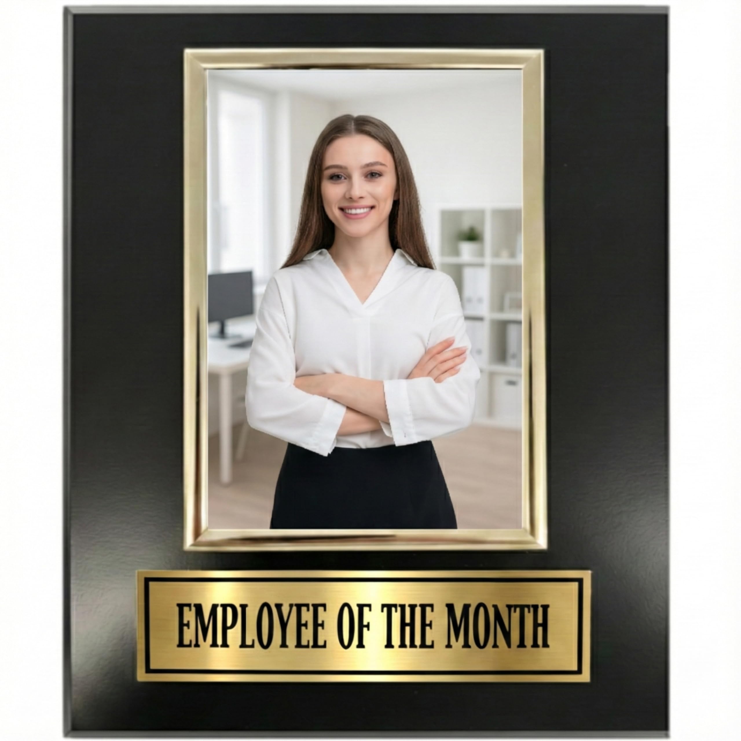 Trophy Hut Employee of The Month Award Plaque and Bonus Magnet! 8x10 Picture Plaque Holds a 4x6 Photo. Employee Appreciation Award. Black Matte Finish