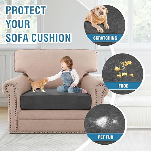 Miniatura 6 de H.VERSAILTEX Funda de cojín de terciopelo suave y resistente para sofá, fundas de cojín individuales para sofá de 1 plaza, fundas protectoras de