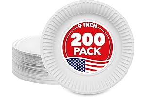 Stock Your Home 9-Inch Paper Plates Uncoated | Everyday Disposable Plates 9"...