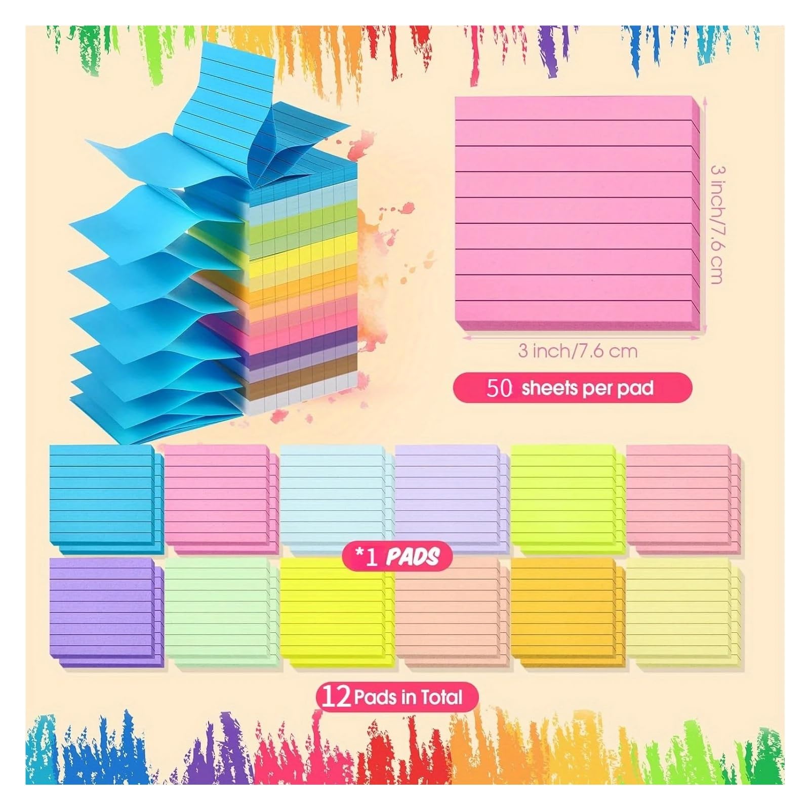 12 foglietti adesivi pop-up – Blocchi note autoadesivi con facile erogazione in colori vivaci