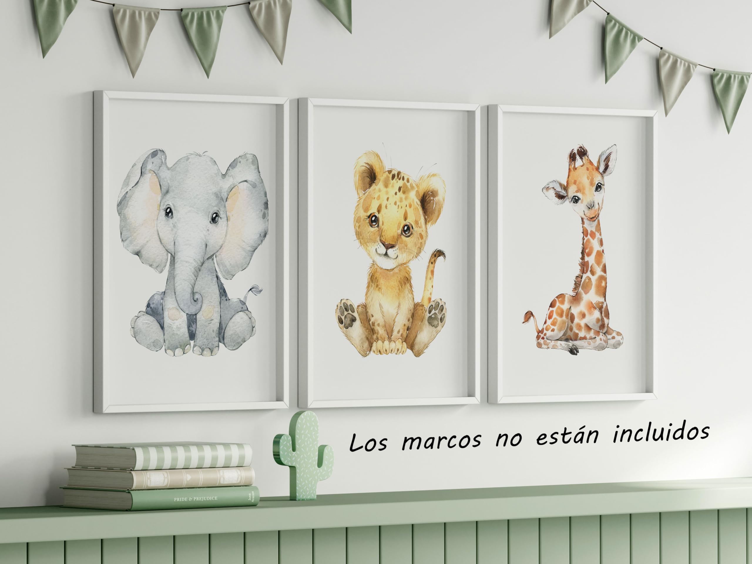 Children's Wall Art Set of 3 Baby Room Posters Unframed Safari Animals (Giraffe, Elephant, Lion) for Children's Decoration — view 6