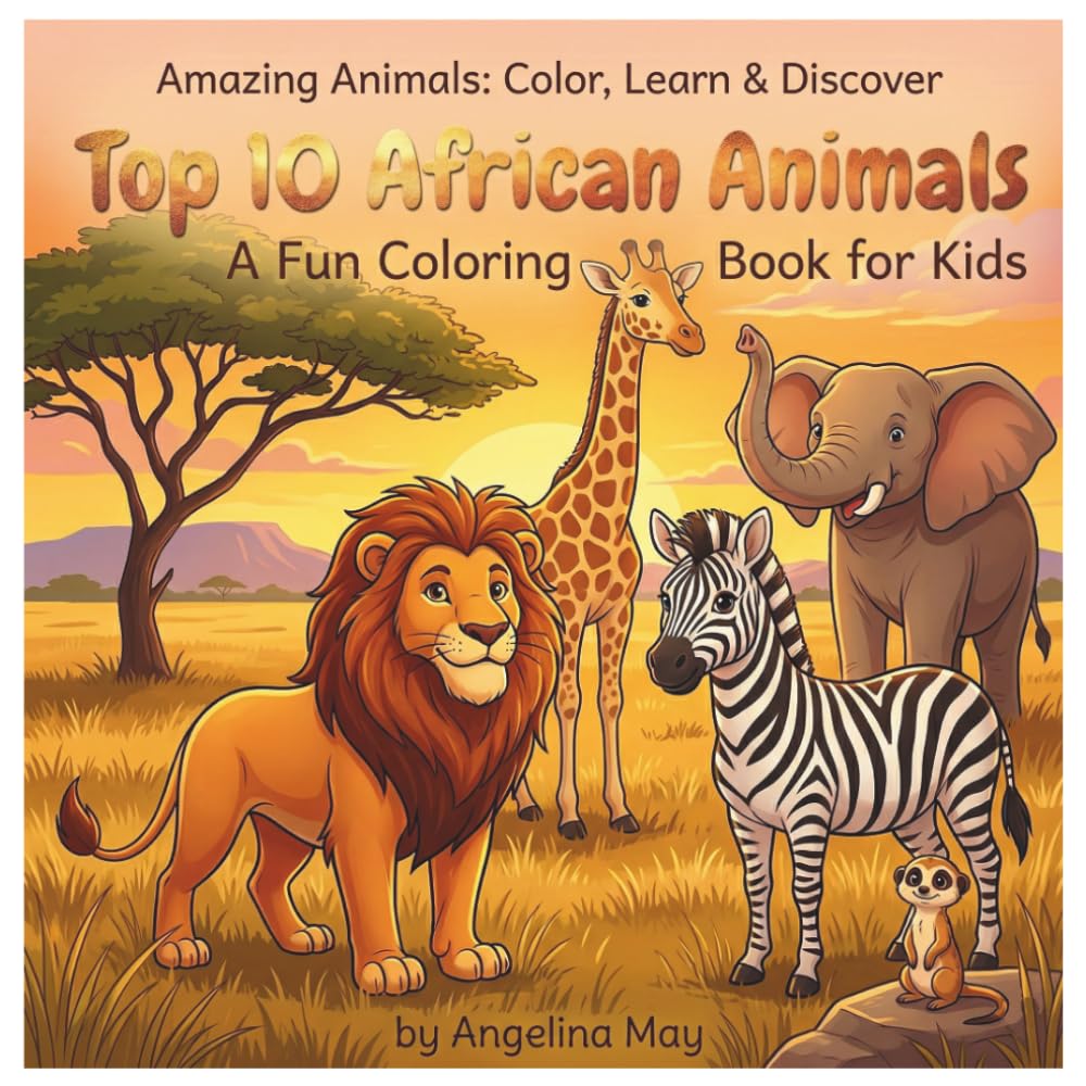 Top 10 African Animals: A Fun Coloring Book for Kids: Color, Learn and Discover Amazing Safari Animals - With Fun Facts, Tracing, and Activities for Ages 3-8