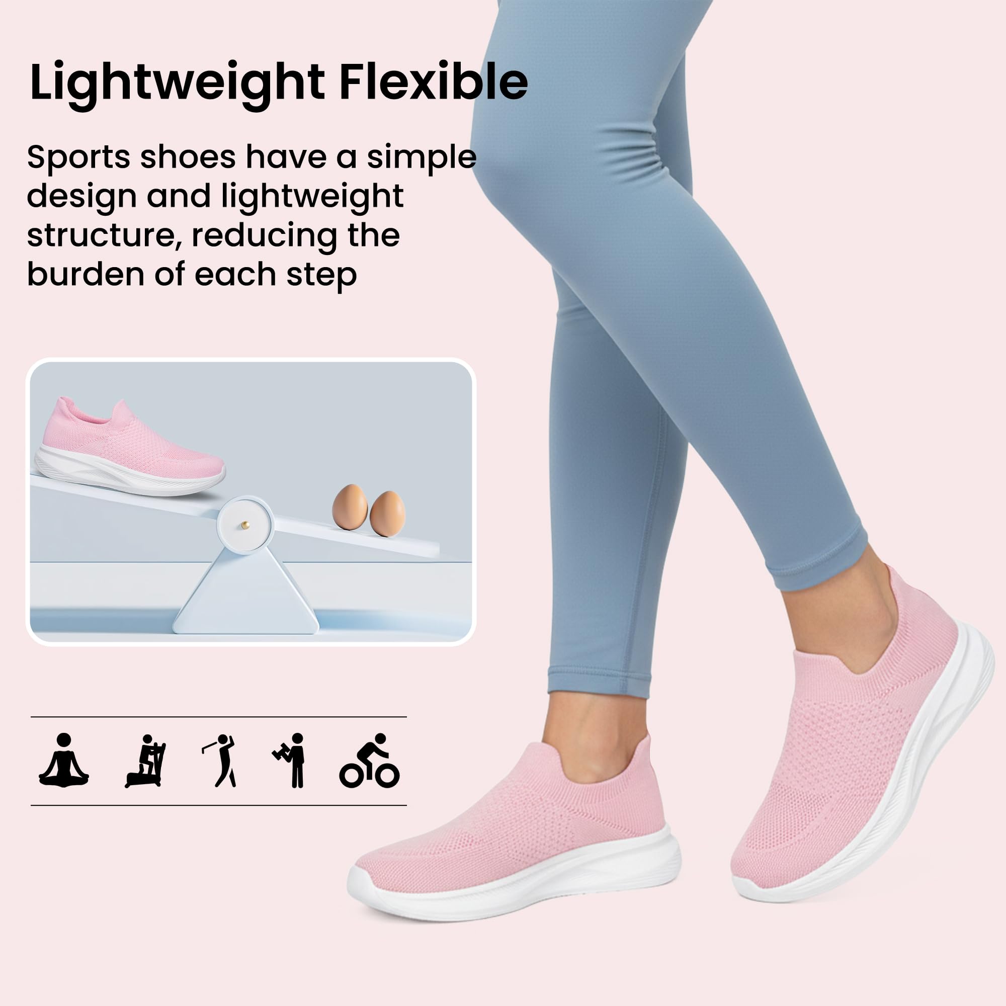 Raoendis Scarpe da ginnastica da donna, senza lacci, da camminata, da donna, comode, traspiranti, in maglia, per jogging, corsa, fitness