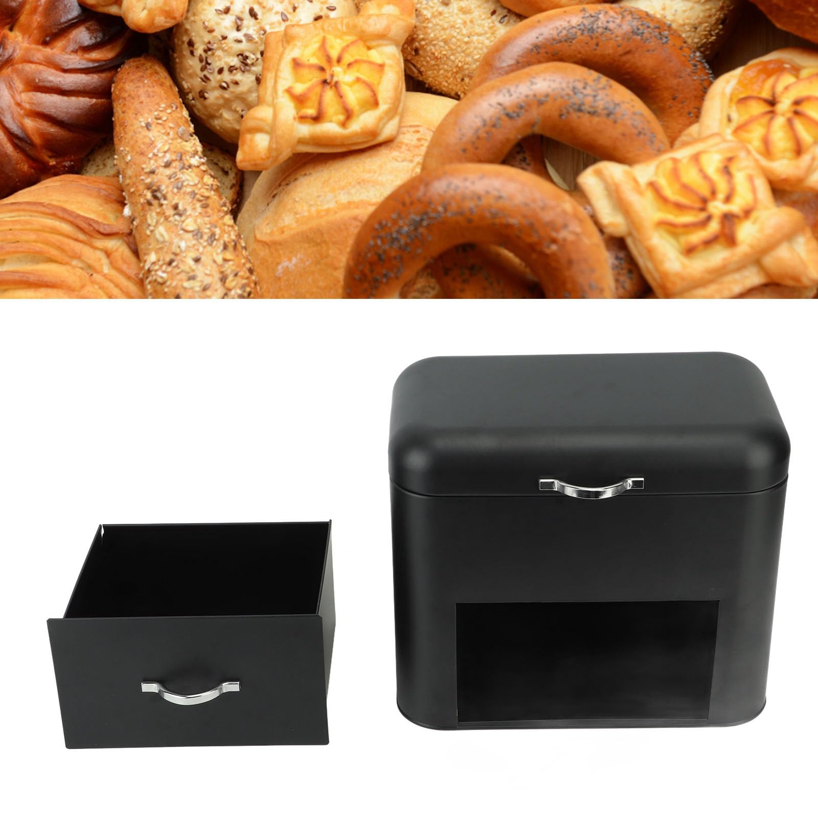 Contenitore per il Pane in Ferro da Fattoria per Mantenere Fresco Pane, Biscotti e Muffin in Casa, 30 X 18 X 26 Cm (#1)