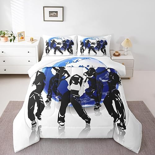 Miniatura 18 de Manfei Juego de edredón musical tamaño Queen, juego de ropa de cama con estampado de notas musicales retro para niños y niñas, decoración de Marrón