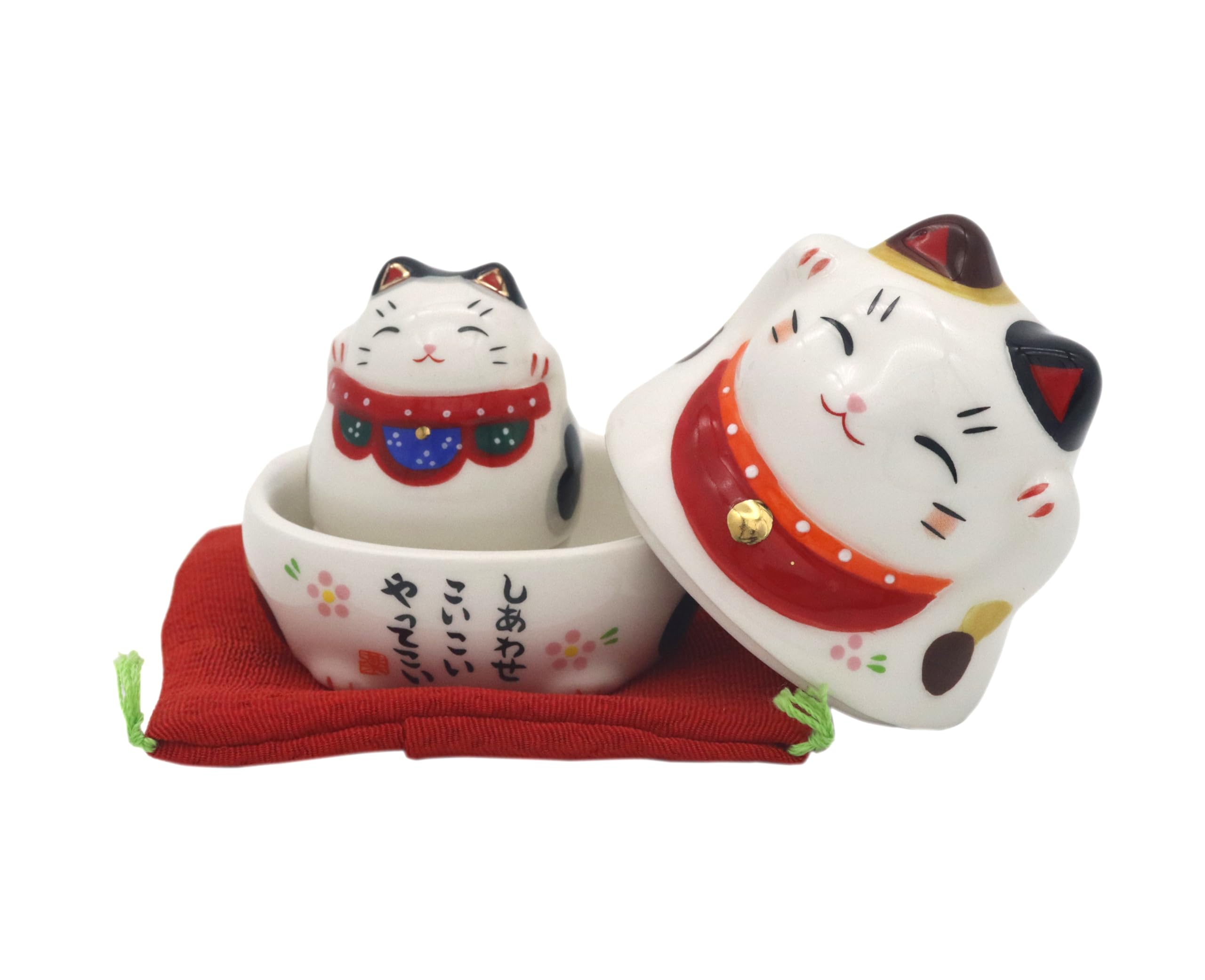 Amazon.co.jp: 薬師窯 招き猫 小物入れ みけ(おきあがり 黒 招き猫入り